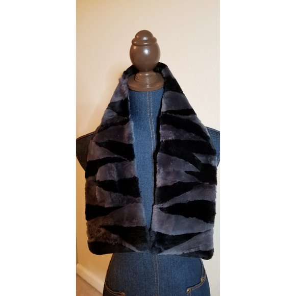 ✅#60 NEW WITHOUT TAG AUTHENTIC genuine FUR blk gray - Picture 2 of 10